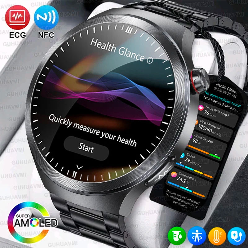 Smart Watch Sapphire Glass Health Tracker ECG Blood Pressure