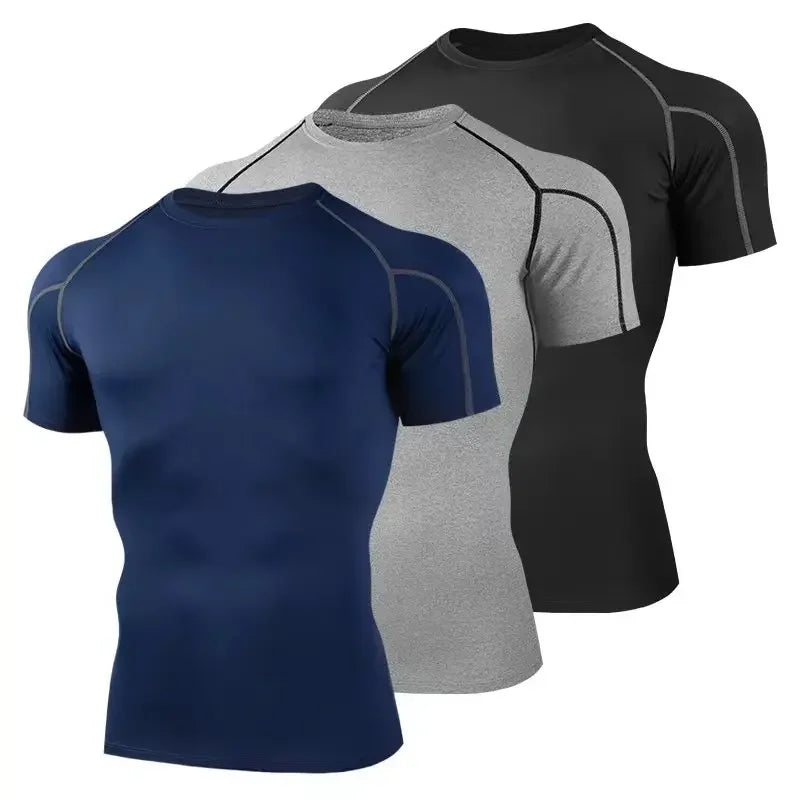 Mens Compression T Shirt Quick Dry Running Gym Workout