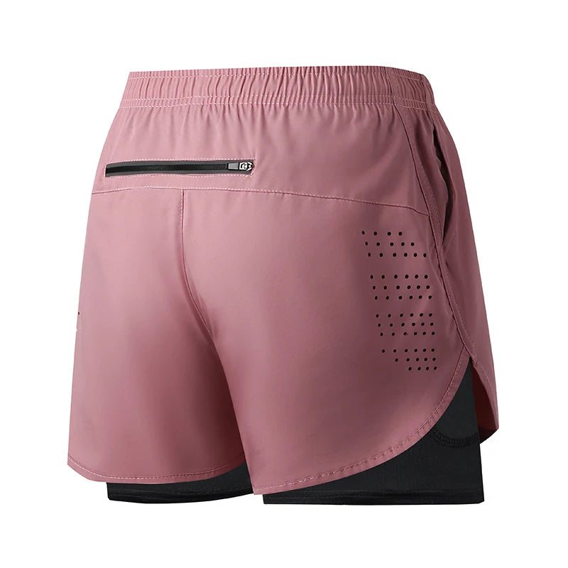 Mens Quick Dry Double Layer Running Shorts Fitness Workout