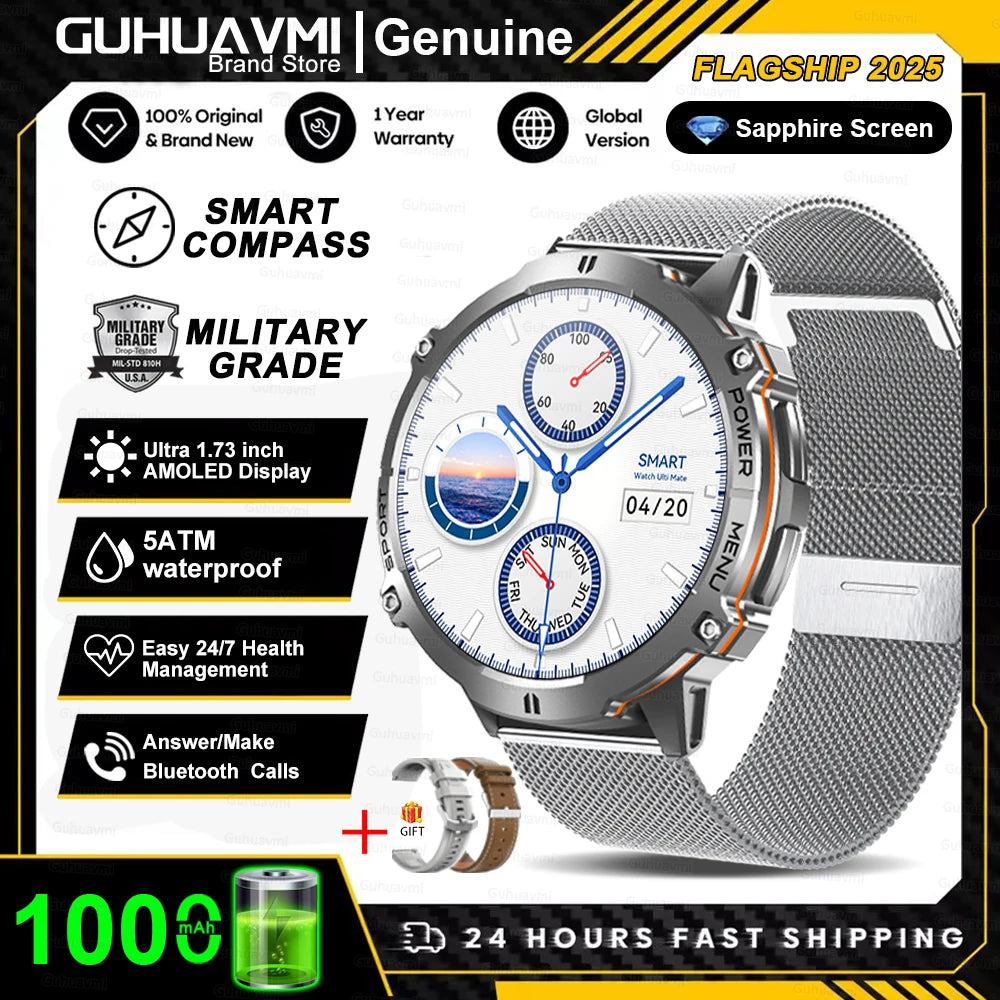 Military Smart Watch 1000mAh GPS AMOLED 10ATM Waterproof Call