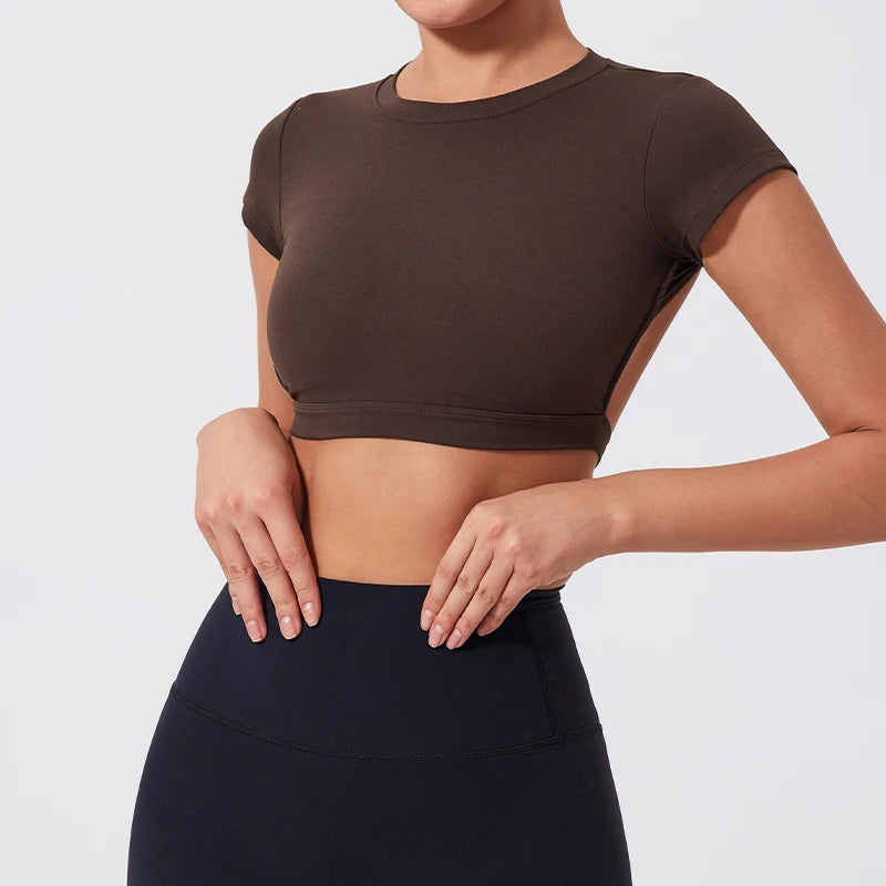 Women's Backless Crop Top Quick Dry Fitness Yoga Workout