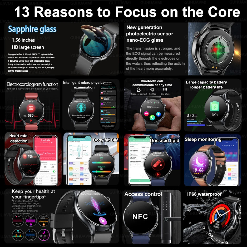 2026 Smart Watch NFC ECG Blood Oxygen Health Tracker