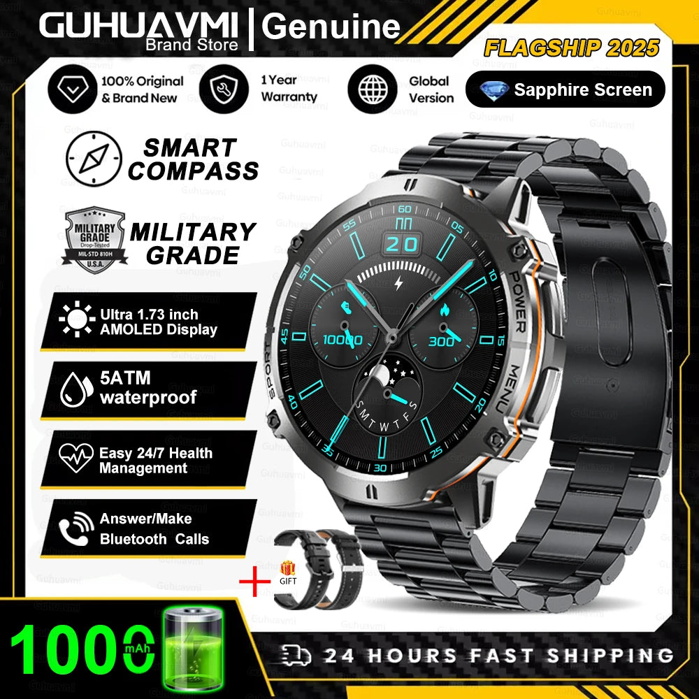 Military Smart Watch 1000mAh GPS AMOLED 10ATM Waterproof Call