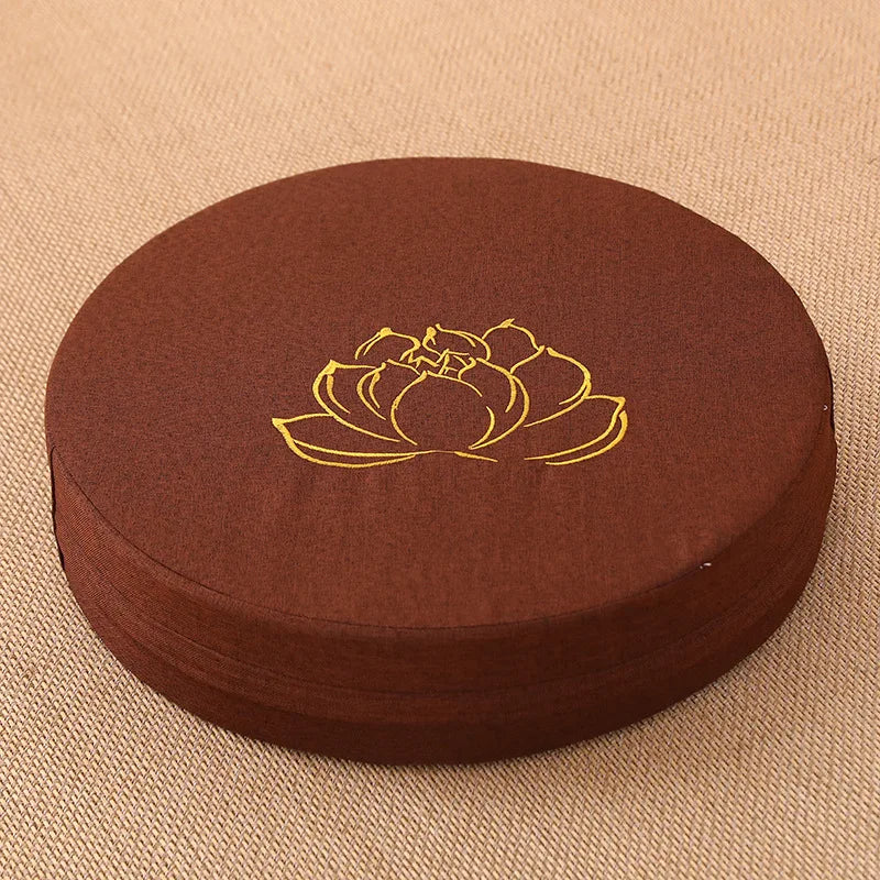 Yoga Meditation Linen Cushion Lotus Texture Backrest Pillow Tatami