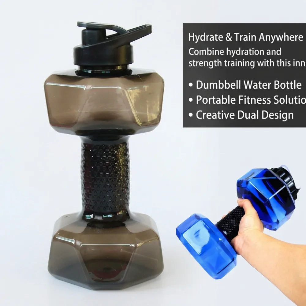 Dumbbell Shaped Water Bottle Fitness Cycling Outdoor Drinking Kettle