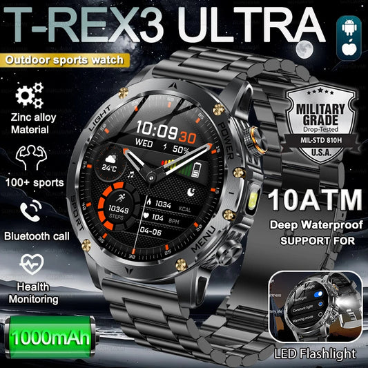 Military Smart Watch 1000mAh Battery 10ATM Waterproof Fitness Tracker