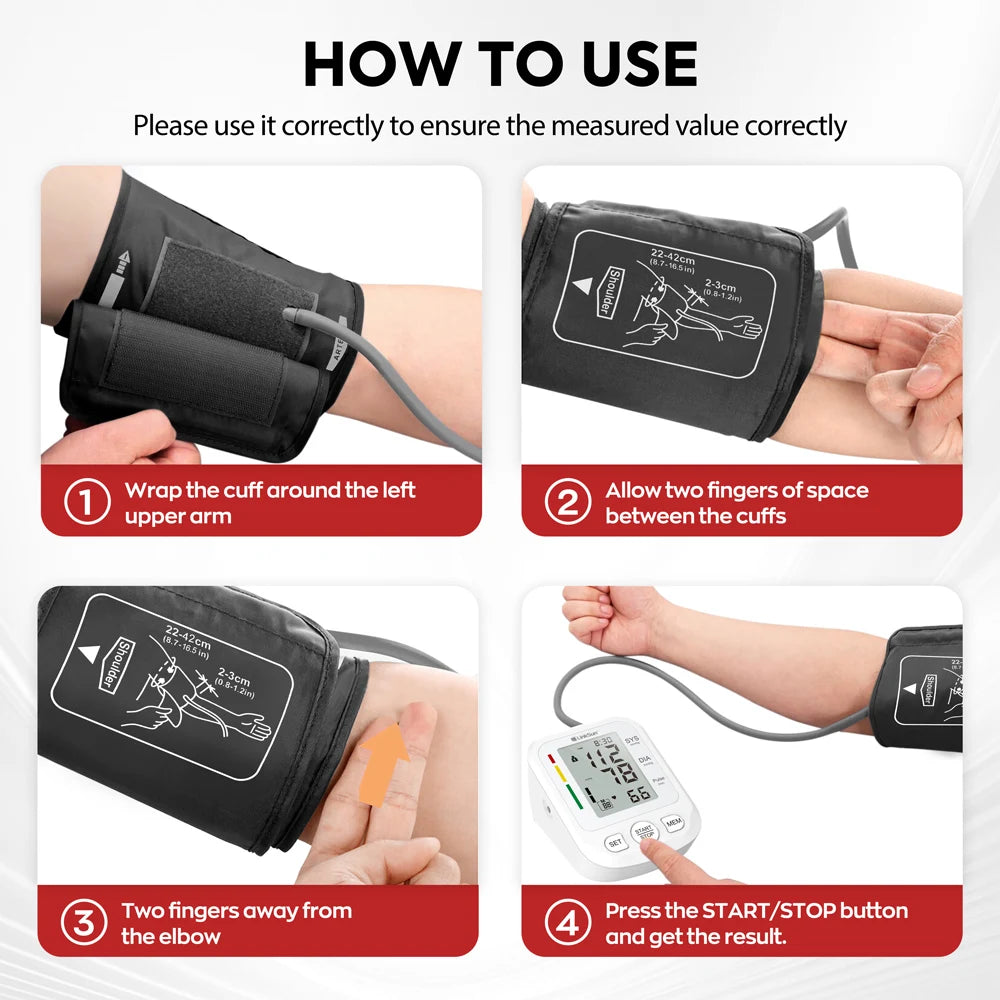Digital Blood Pressure Monitor Upper Arm Tensiometer Heart Rate