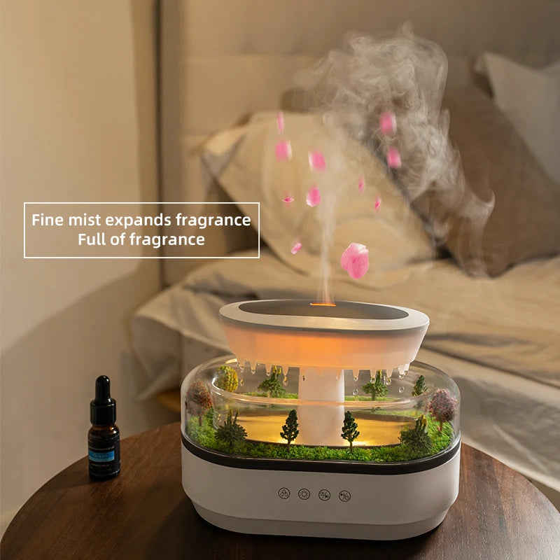 Aroma Humidifier Raindrop Ultrasonic Diffuser Colorful Light White Noise