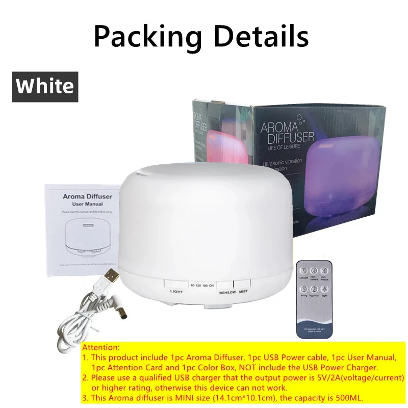 500ML USB Wood Grain Aroma Diffuser Humidifier with Remote