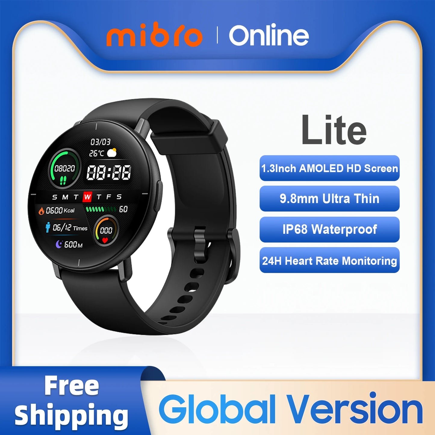 Mibro Lite Smartwatch AMOLED Display Waterproof Fitness Bluetooth Watch