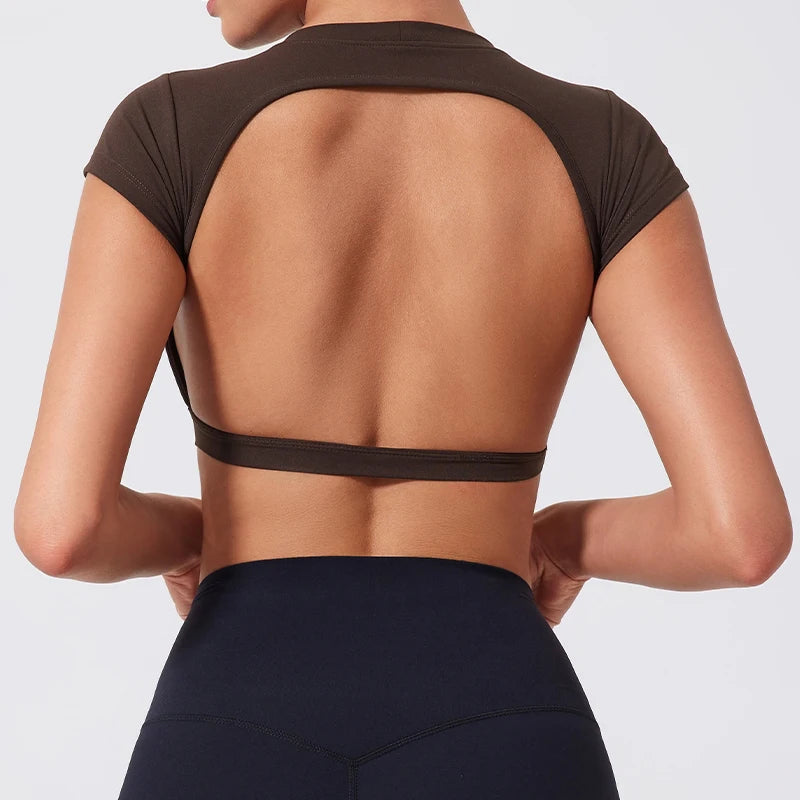 Women's Backless Crop Top Quick Dry Fitness Yoga Workout
