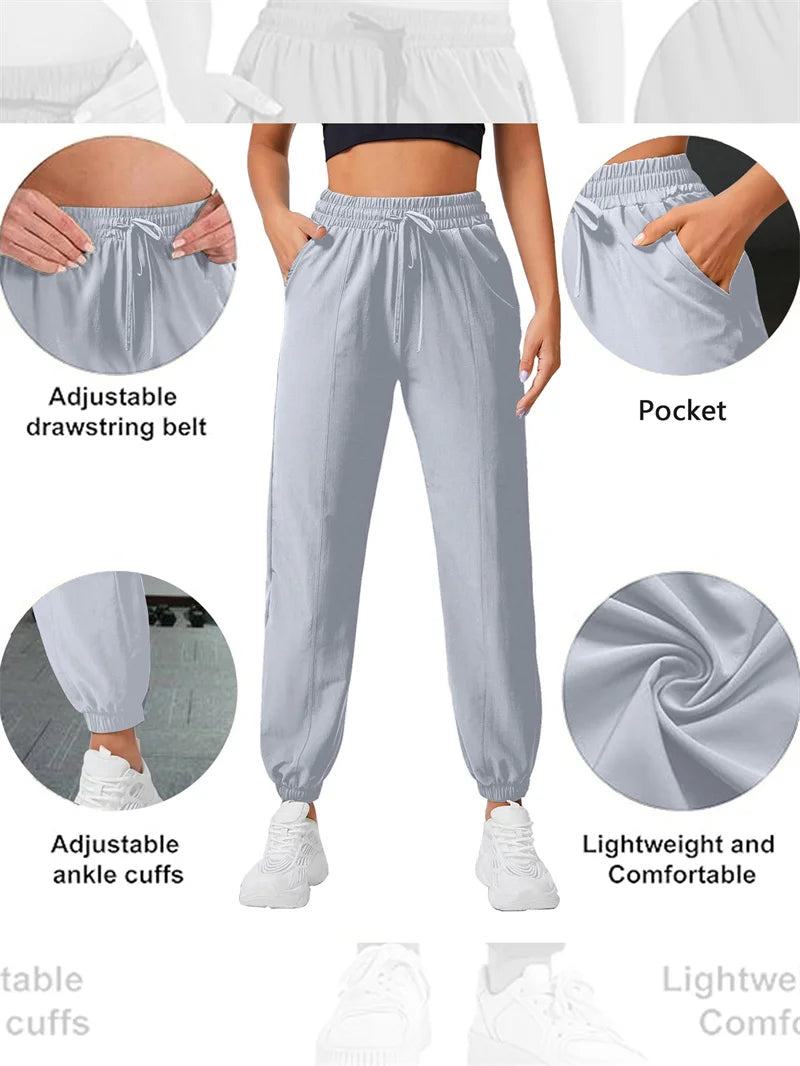 Women's Loose Running Fitness Pants Side Pockets Yoga Joggers