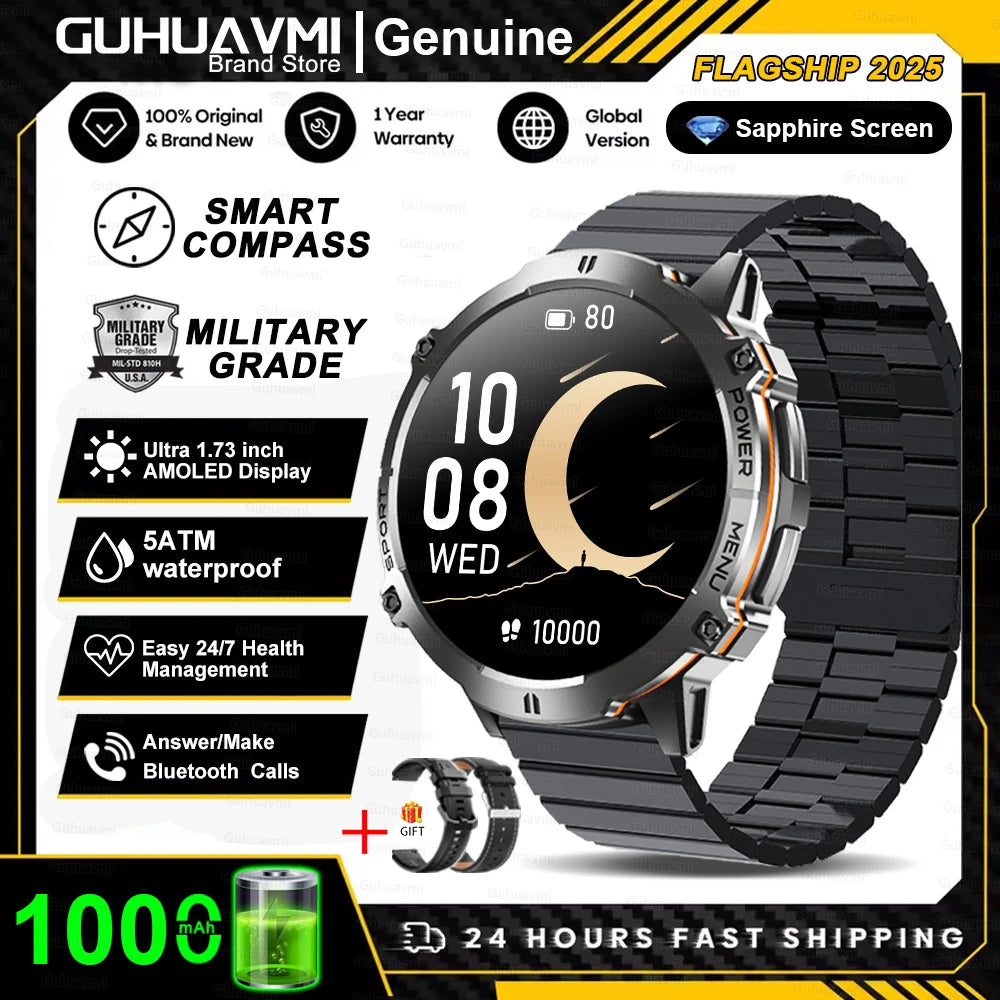 Military Smart Watch 1000mAh GPS AMOLED 10ATM Waterproof Call