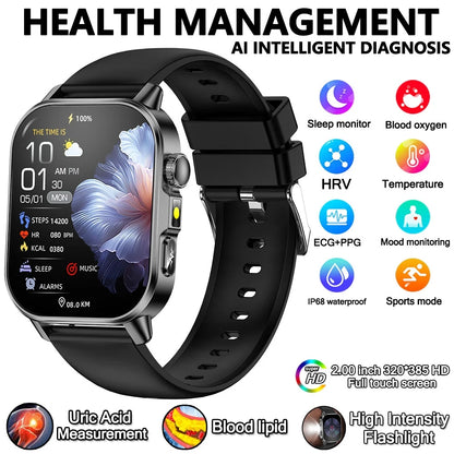 Smart Watch Uric Acid Lipid Analysis ECG Bluetooth Call