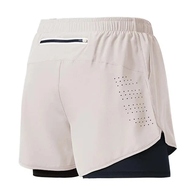 Mens Quick Dry Double Layer Running Shorts Fitness Workout