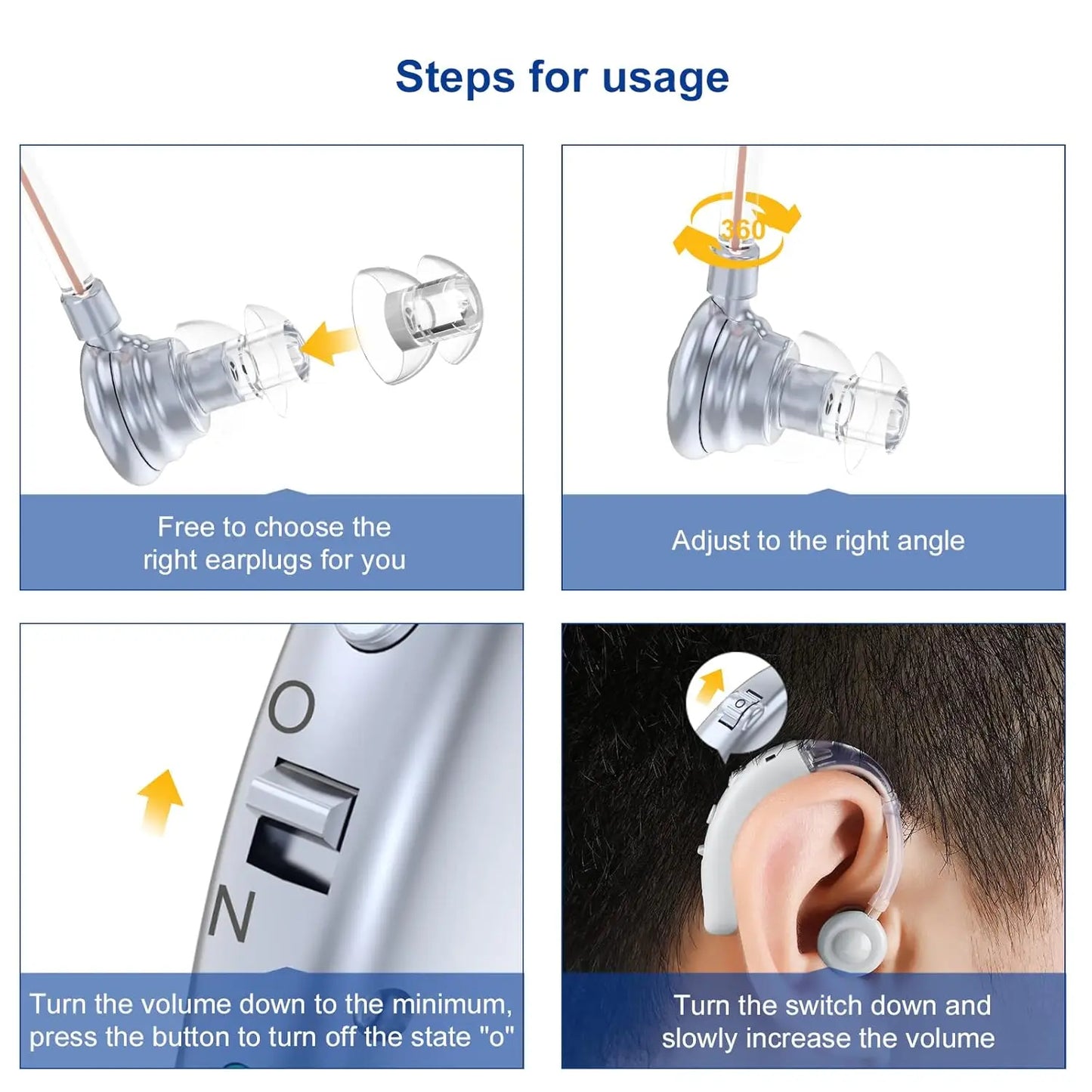 Rechargeable Digital Hearing Aid Adjustable Tone Sound Amplifier Portable