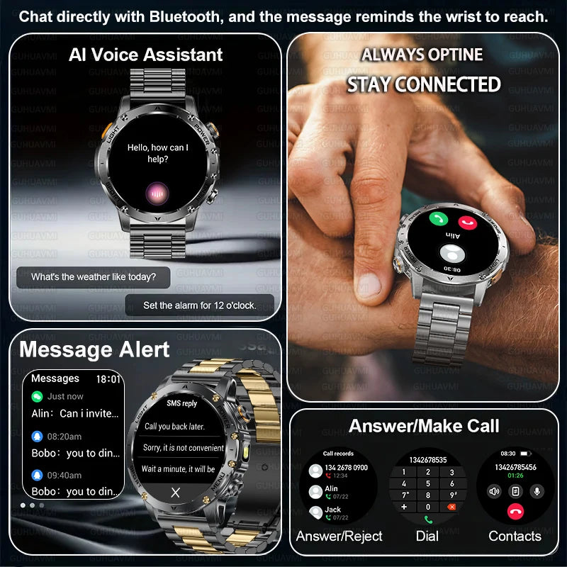 Military Smart Watch 1000mAh Battery 10ATM Waterproof Fitness Tracker