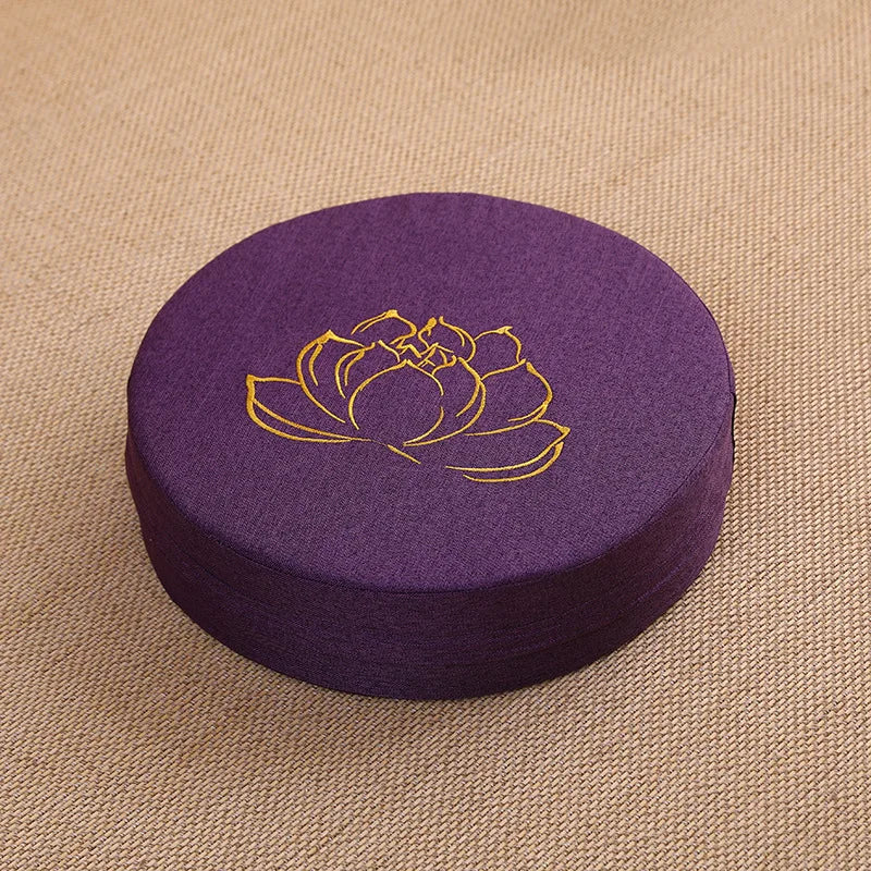 Yoga Meditation Linen Cushion Lotus Texture Backrest Pillow Tatami