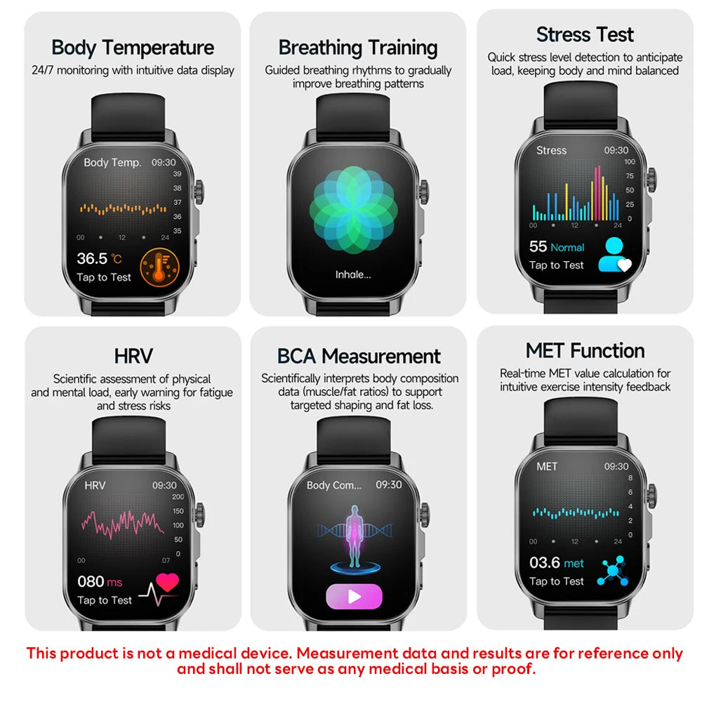 Smart Watch Uric Acid Lipid Analysis ECG Bluetooth Call