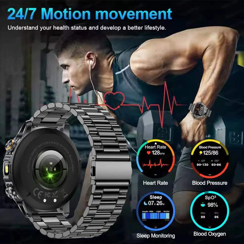 Military Smart Watch 1000mAh Battery 10ATM Waterproof Fitness Tracker