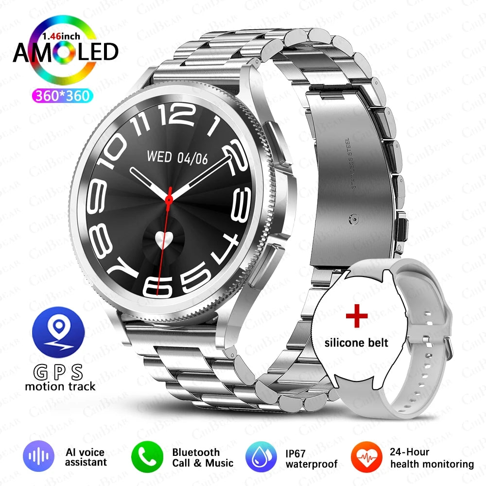 2025 Smart Watch Mens Outdoor Sports AMOLED Waterproof Fitness