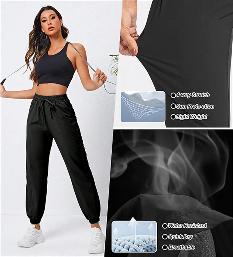 Women's Loose Running Fitness Pants Side Pockets Yoga Joggers